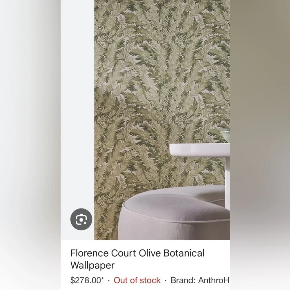 Anthropologie Florence Court Olive Botanical Wallpaper NWT